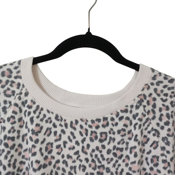 NWT Victorias Secret Leopard Print Crewneck Sweatshirt L/G White & Pink - Picture 3 of 10